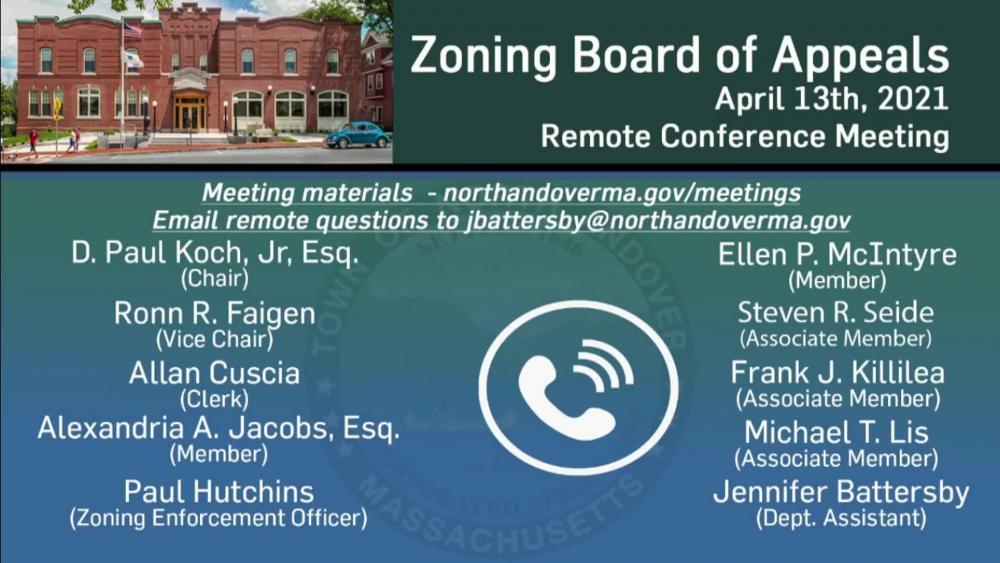 Zoning Board of Appeals 04.13.2021 Watch Now on North Andover CAM